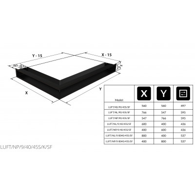 Каминная решетка Kratki LUFT SF угловая правая кремовая 40x60x9