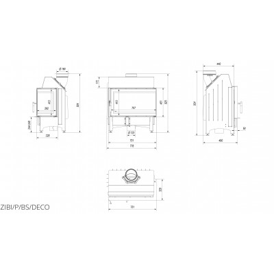 Каминная топка Kratki ZIBI 12 правая BS DECO