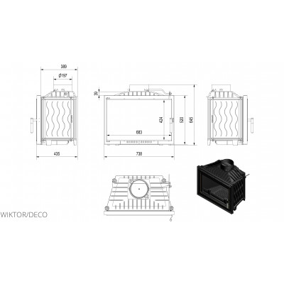 Каминная топка Kratki WIKTOR 14 DECO