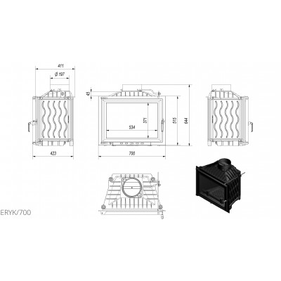 Камінна топка Kratki ERYK 12 700