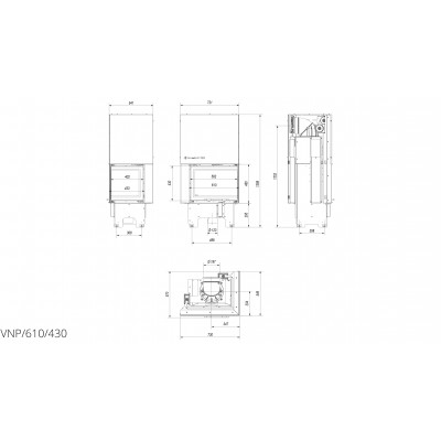 Каминная топка Kratki VN 610/430 правая BS гильотина