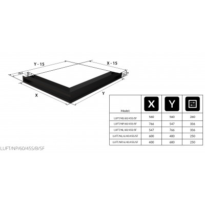 Каминная решетка Kratki LUFT SF угловая правая белая 54,7x76,6x6