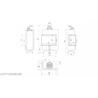 Каминная топка Kratki LUCY 12 SLIM левая BS