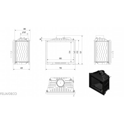Каминная топка Kratki FELIX 16 DECO
