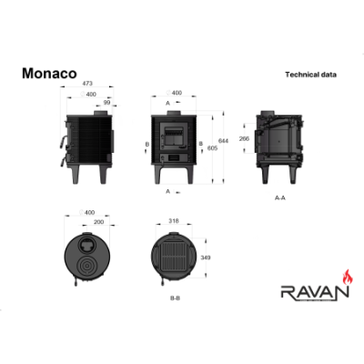 Чугунная печь Ravan Monaco