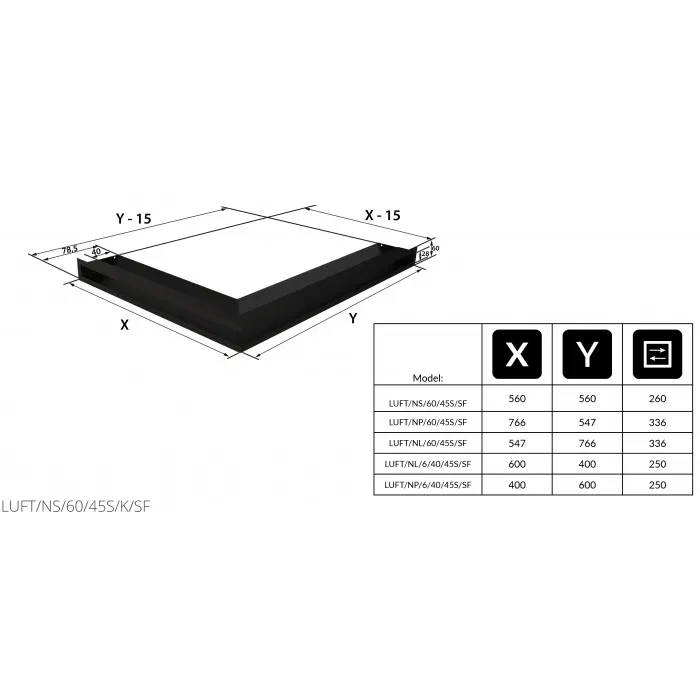Kratki Камінна решітка Kratki LUFT SF кутова кремова 56x56x6 — фото 2